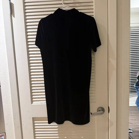 Madewell Black Velvet Mock Turtleneck Mini Dress | Size M | Holiday Party & Even - Picture 5 of 6